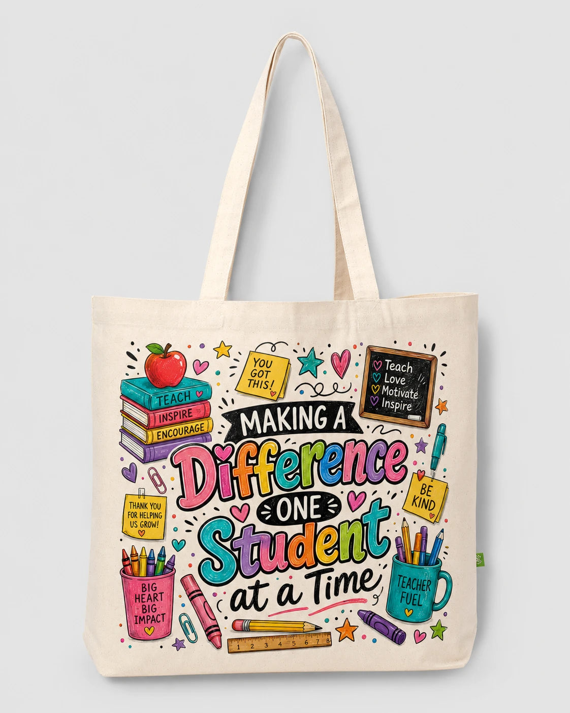 Organic canvas ‘flat base’ landscape shopper
