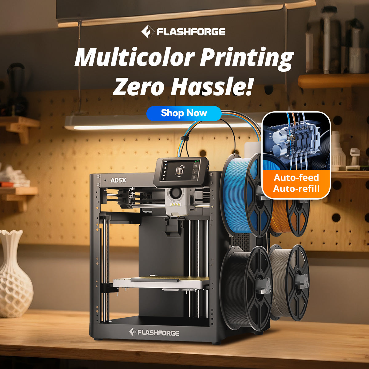 Flashforge AD5X – Multicolor 3D Printer for High-Speed, Full-Color Printing
