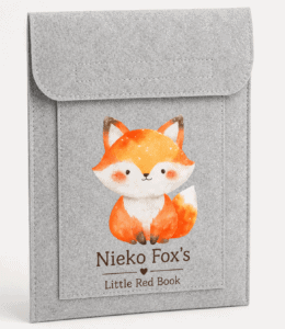 Adorable felt fox book cover for children, handmade and soft, perfect for storytime or gift-giving.