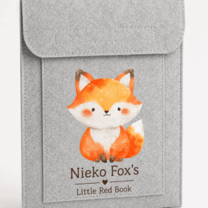 Adorable felt fox book cover for children, handmade and soft, perfect for storytime or gift-giving.